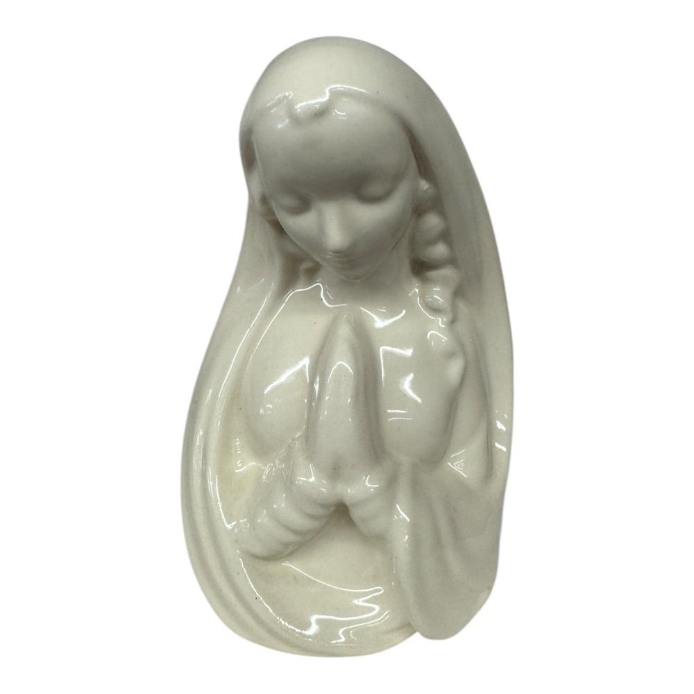 Vintage Haeger USA Pottery Ceramic Cream‎ White Virgin Mary Madonna Planter